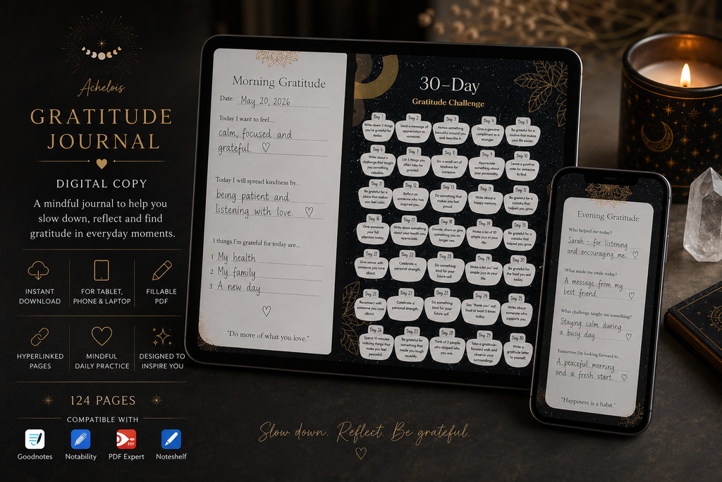 🌙 Achelois 30-Day Gratitude Journal | Digital Edition